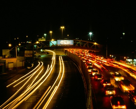 You Are Aquí: freeway at night