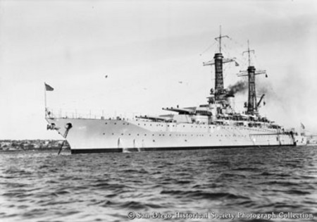 Battleship USS Idaho anchored on San Diego Bay