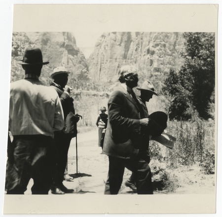 President Warren Harding selecting site for Zion National Park lodge