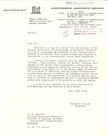 Letter to G. Bunwaree