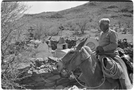 Tacho Arce at the tombs of his grandparents near Rancho San Antonio