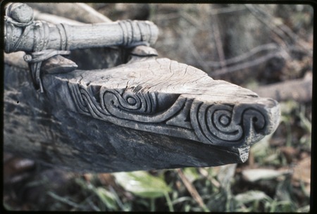 Canoe: carved prow of a type of canoe called nipawa, meaning grasshopper or cicada