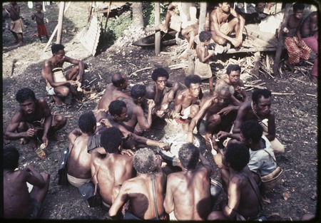 Canoe-building: ritual meal shared by men who have worked on a canoe