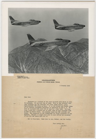 F-86 Sabres in flight northeast of Los Angeles