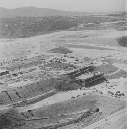 Aerial view of buildings under construction, UC San Diego