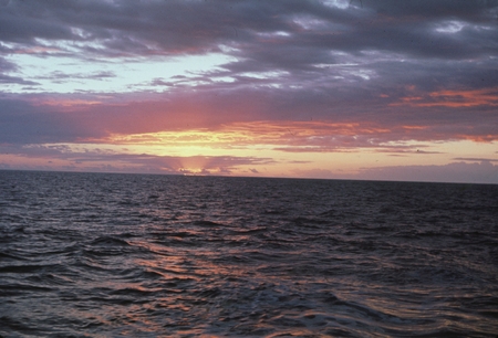 During the Swan Song Expedition (1961) a member of the crew took this photo of the sunset while at the Equator line in the...