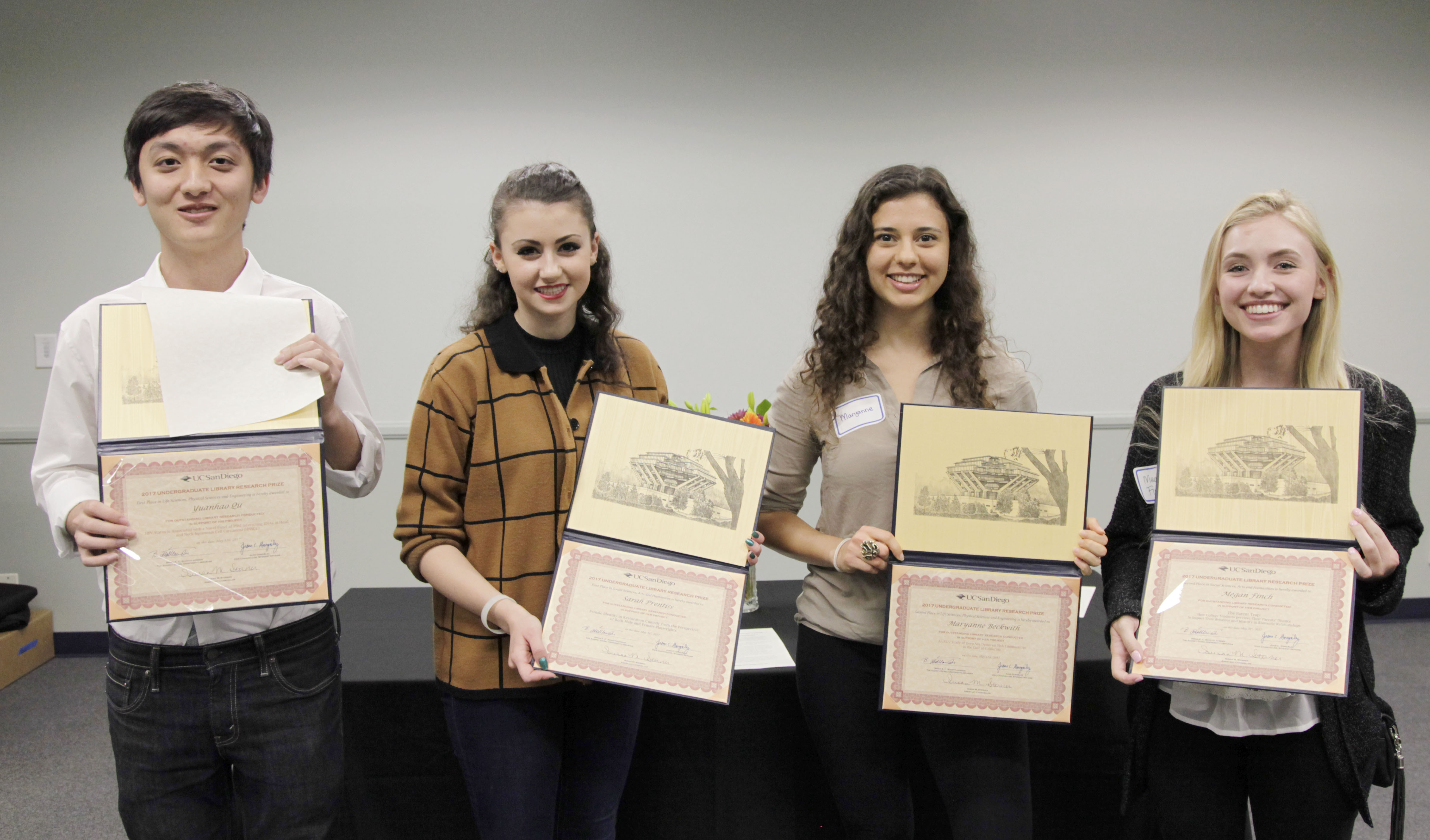 Congratulations to the 2017 Undergraduate Library Research Prize Winners!