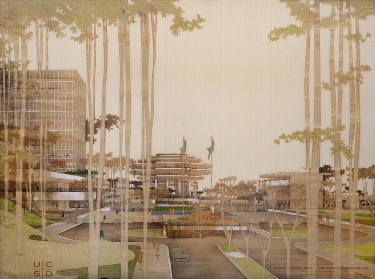 Architectural presentation drawings of University of California, San Diego's main library